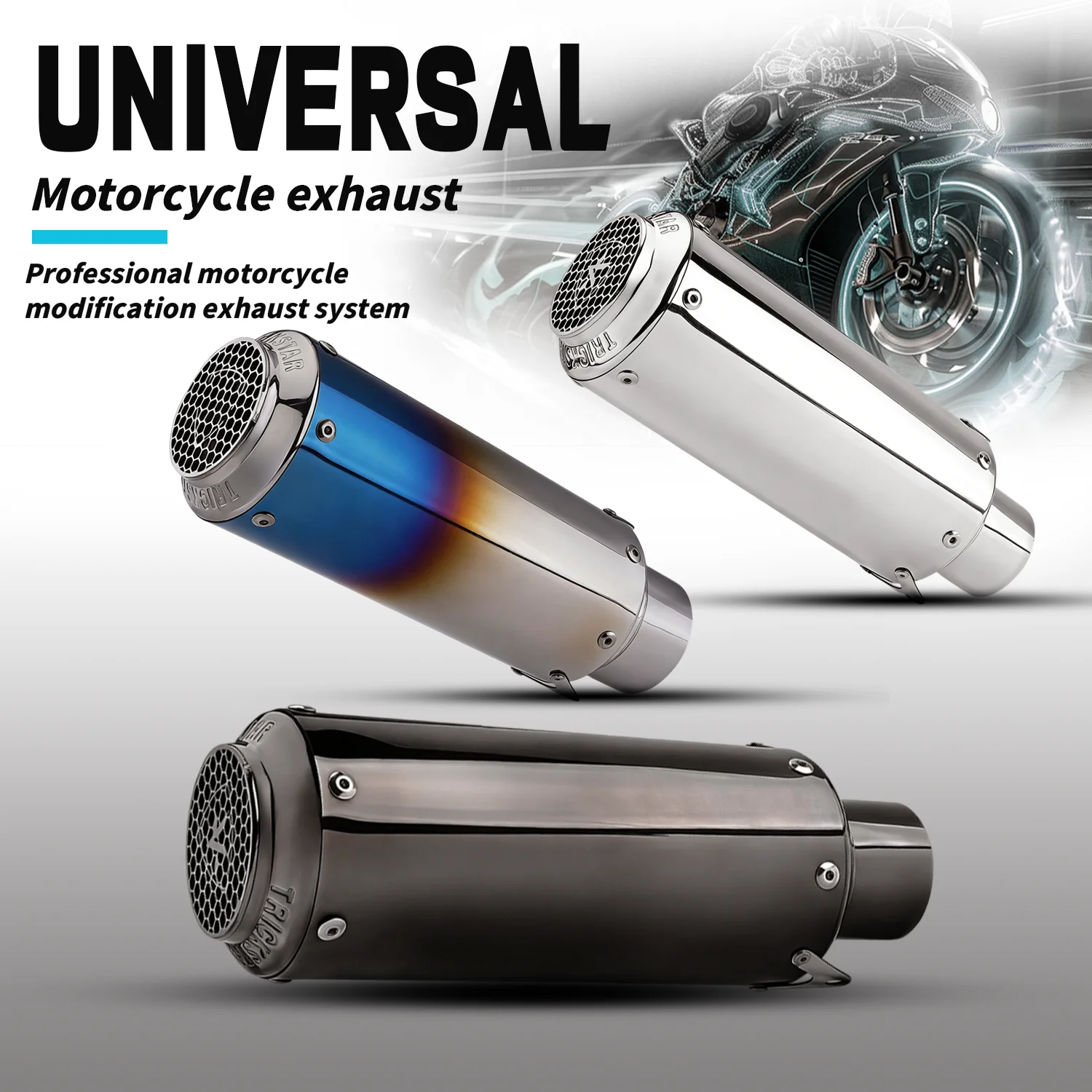 

For stainless steel 51mm/60mm Universal Motorcycle exhaust system modified escape muffler for Z650 ZX4R ZX6R R1 GSXR750 S1000RR