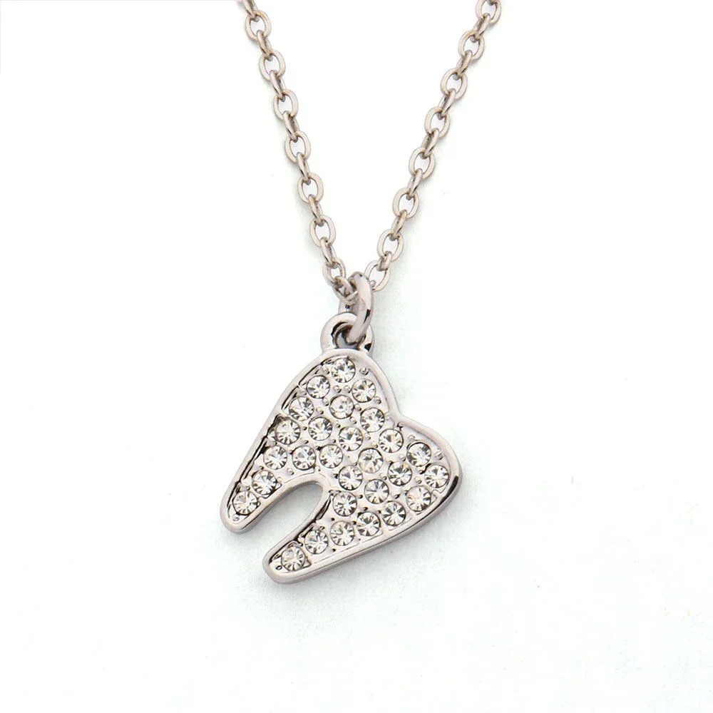 Medsor Medical Tooth Necklaces with Crystal Luxury Teeth Pendant Jewelry for Doctor Dentist Nurse Medicine Gifts