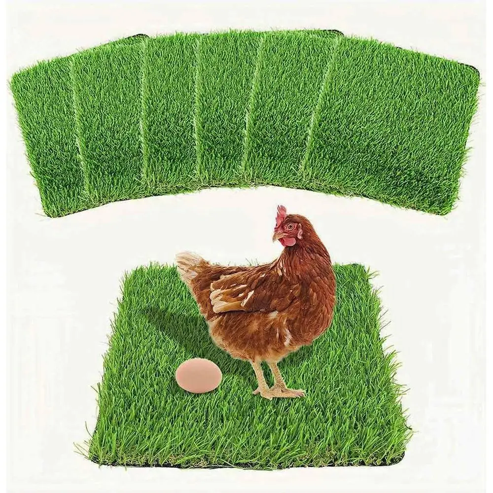 Washable Nesting Pads - 6 Pack 12x12x1.2 Chicken Laying Box Pads - Durable, Soft, Thick Artificial Grass Mats or Nesting Boxes,