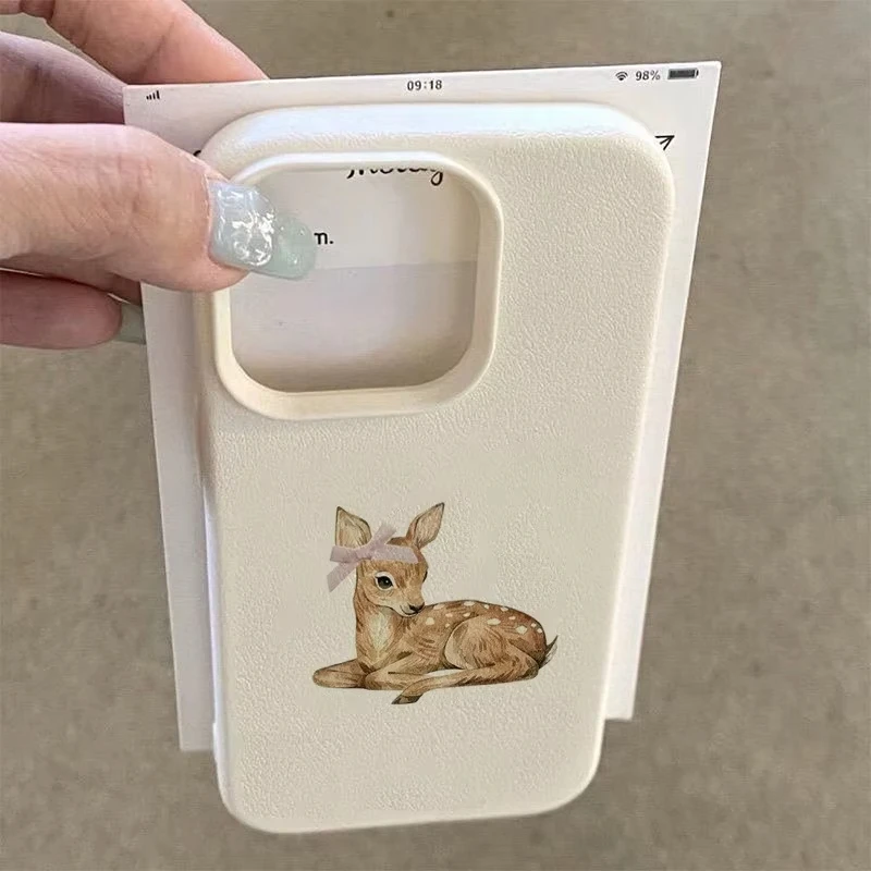 Deer Lichee Pattern Simple Retro Phone Case For iPhone 16 15 14 13 12 11 Pro Max XS X XR 16 Plus Shockproof Candy Bumpper Cover - náhled 2