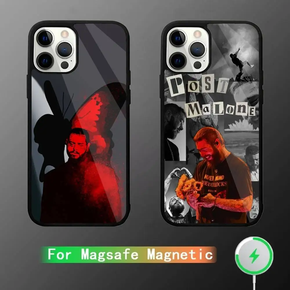 

Чехол для телефона P-Post Singer M-Malone для iPhone 17,16,15,14,13,12,11, Pro, Max, Plus, Mini,SE4,E с магнитной беспроводной зарядкой Magsafe