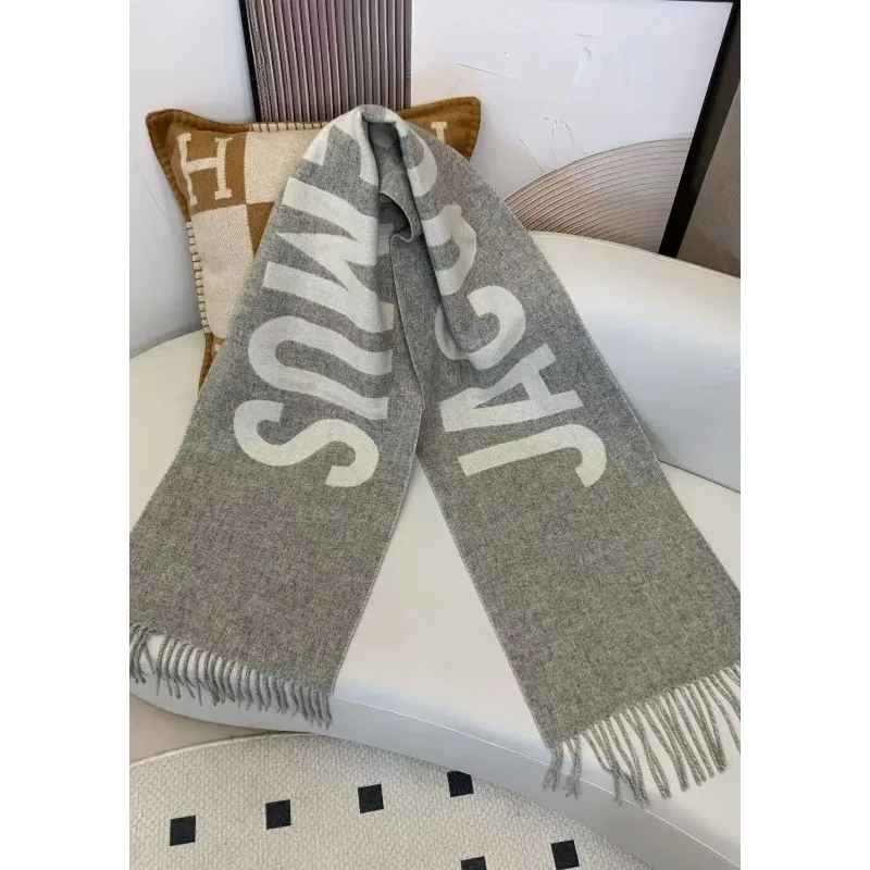 2025 스카프 100% 울 여성용, 럭셔리 브랜드, 두껍고 따뜻함, 글자 포함, 고품질, 패셔너블, 캐시미어, Y2K, 겨울