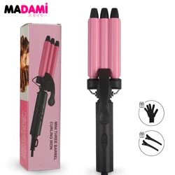 Tripple Barrels Hair Curler 0.5 inch Ceramic Curling Iron 200°C Instant Heating Small Curls Styler