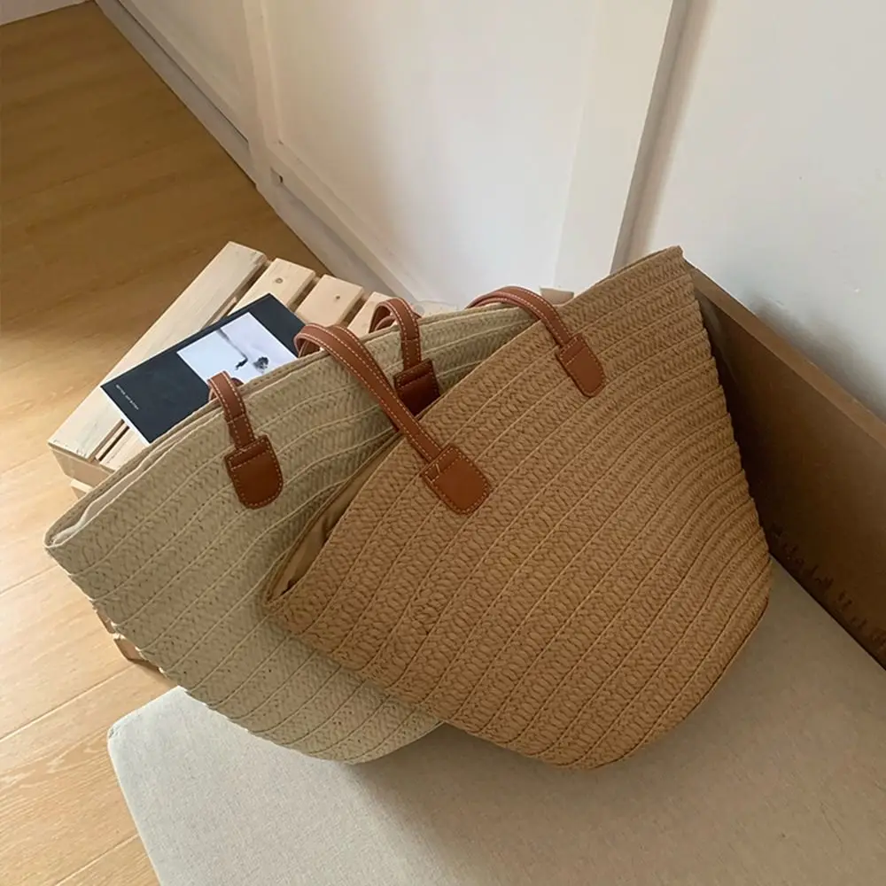 

Trendy Summer Straw Weave Bag Beach Leisure Basket Shoulder Bag Vacation Casual Women's Tote Bag Handbags