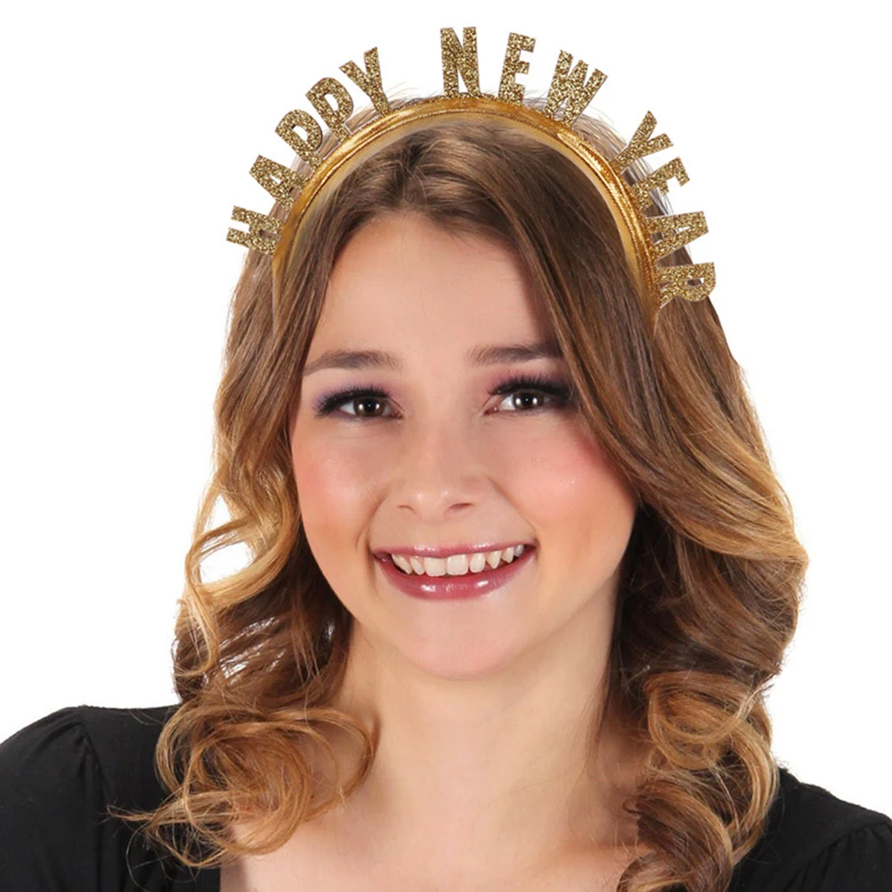 

2 Pcs New Year Hairb s Lightweight Plastic Hoop Creative Letter Design Party Headdress Festive Accessories Holiday Decor