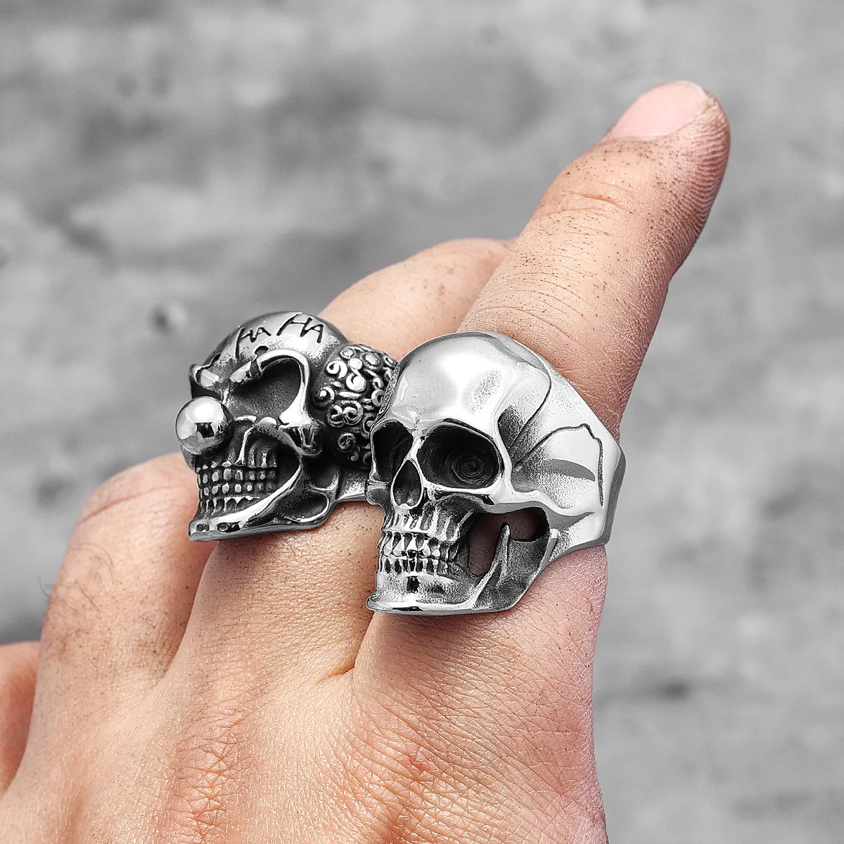 Gothic Punk Skull Stainless Steel Mens Rings Retro Trendy Domineering for Male Boyfriend Biker Jewelry Creativity Gift Wholesale