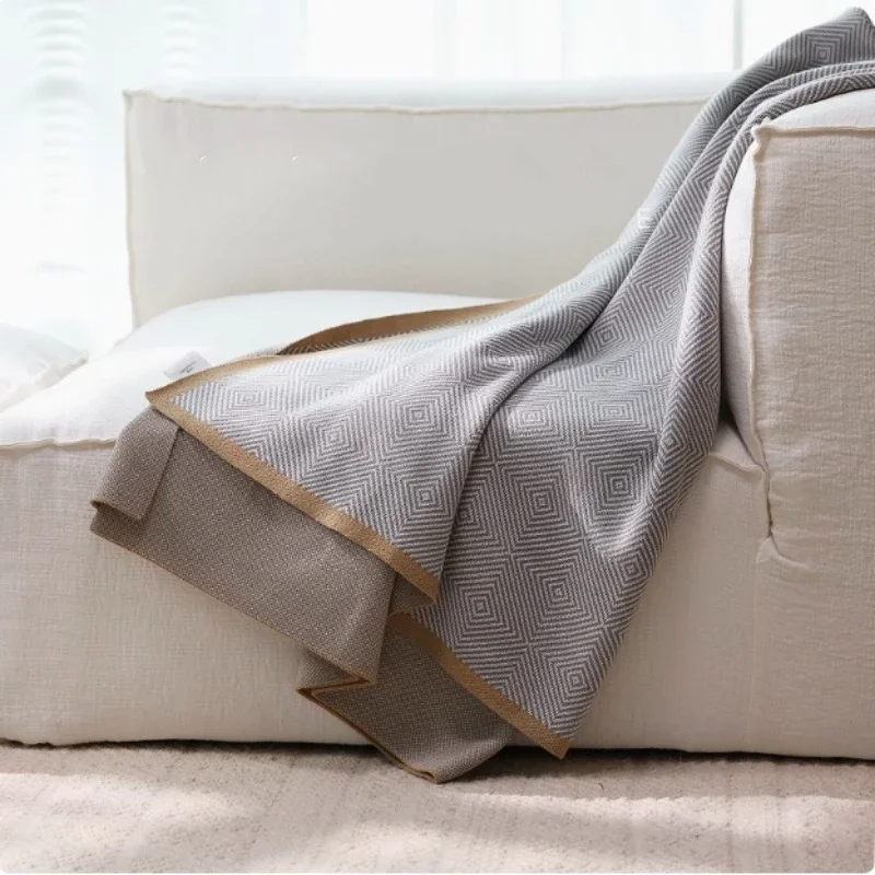 

1pc Soft and breathable knitted air conditioning blanket cool summer sofa cover blanket minimalist bed end towel