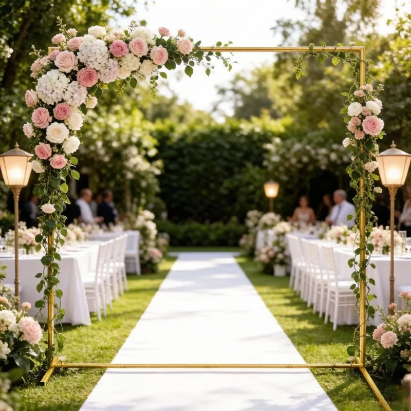 

Золотая квадратная металлическая арка-подставка для свадебного декора, каркас для арки из воздушных шаров для церемоний, дней рождения и украшения на девичник