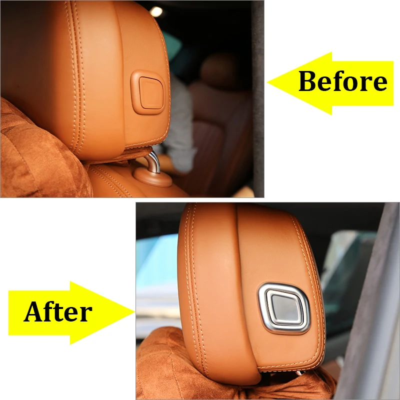 Para maserati ghibli/evante/quattroporte 2014-2021 cromo interruptor de encosto de cabeça do carro botão capa guarnição adesivo acessórios do carro