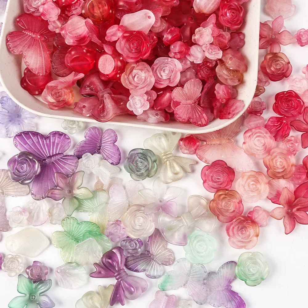 20g Mixed Beads  Leaves Flowers Butterfly Acrylic Beads  For DIY Handmade Bracelet Jewelry Making Accessories