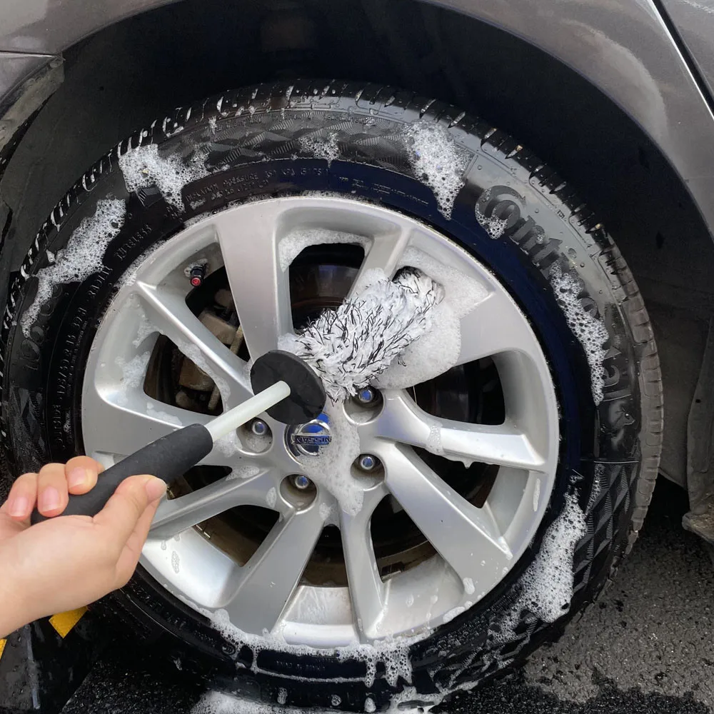 Car Wheel Cleaning Brush Rim Brush Non-Slip Handle Wheel And Rim Detailing Brush Auto Care For Car Motorcycle Bicycle