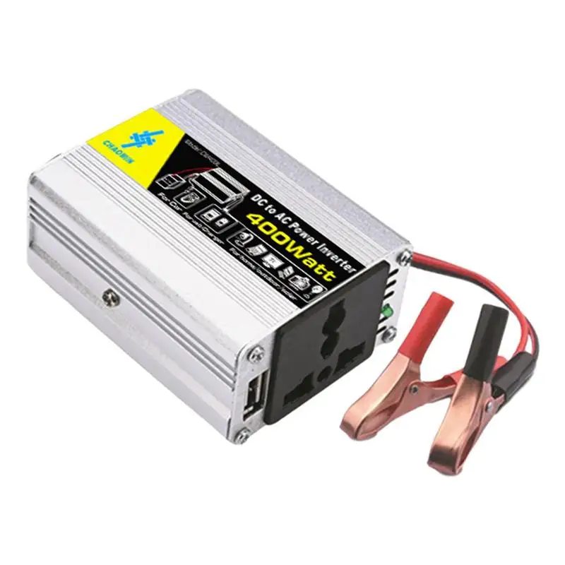 400W Car Inverters 12v 220v Pure Sinus 12V To AC 220V Car Converter Solar Inverter With 2 Battery Clips For Truck Home Vehicles