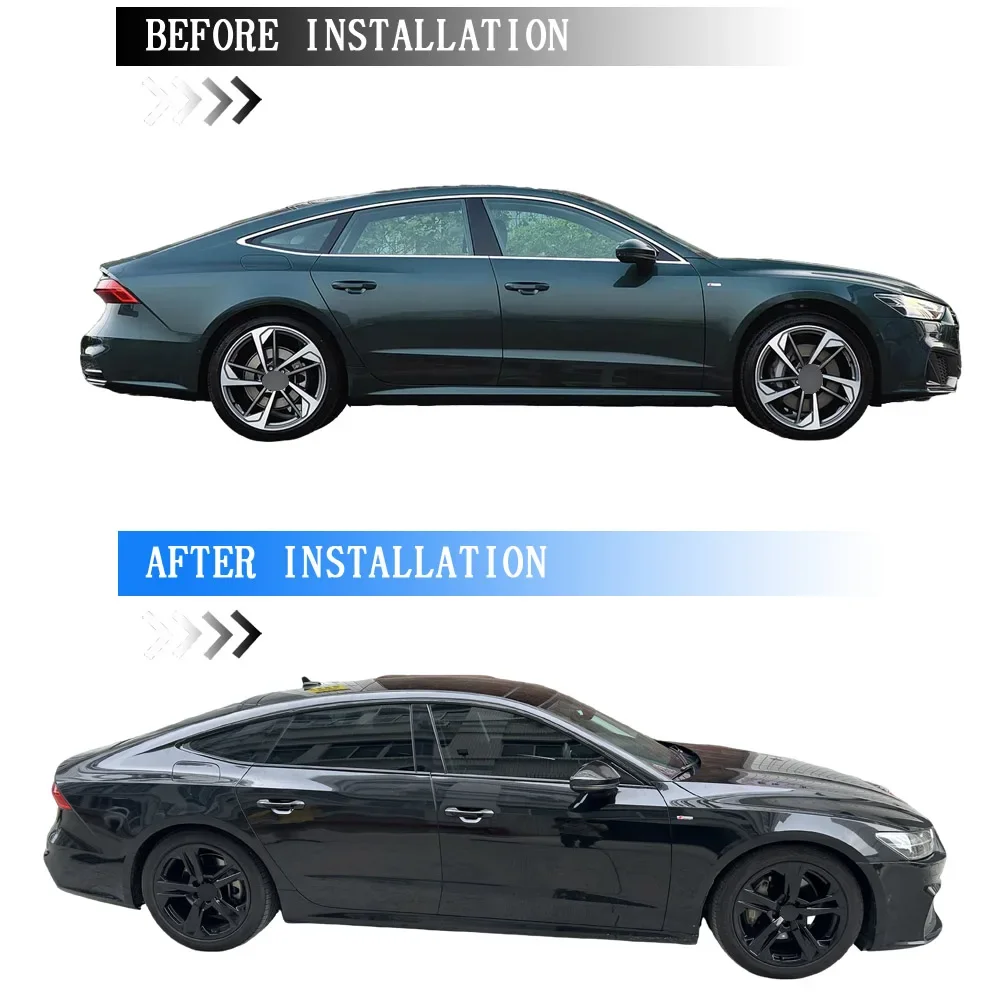 Glossy Black PVC Car Window Decorative Strip Sticker For Audi A7 4K 2019-2024 Exterior Protection Accessory view 5
