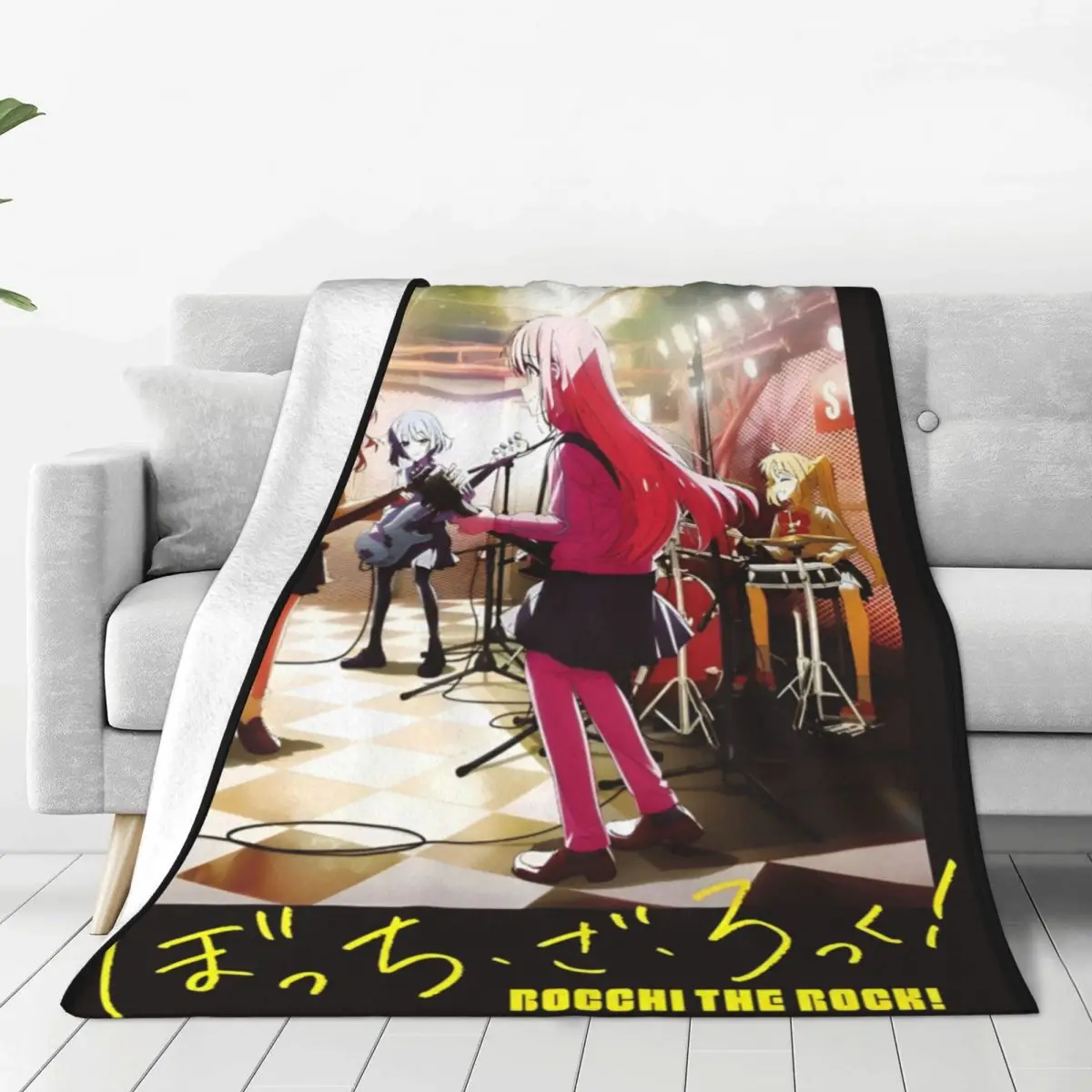 

Bocchi The Rock Band Anime Flannel Blankets Funny Throw Blankets for Sofa Bedding Lounge 125*100cm Quilt