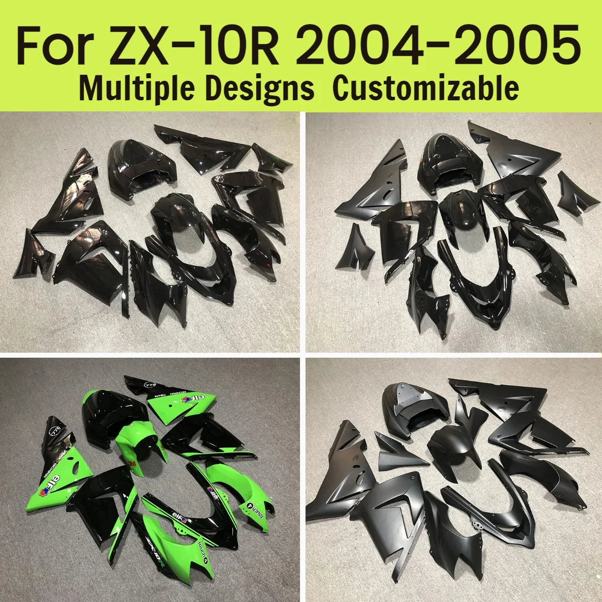 Full Fairing Kit ZX10R 2004 2005 Glassy Matte Black Refitting Motorcycle Customized Fairings for Kawasaki ZX 10R 04 05