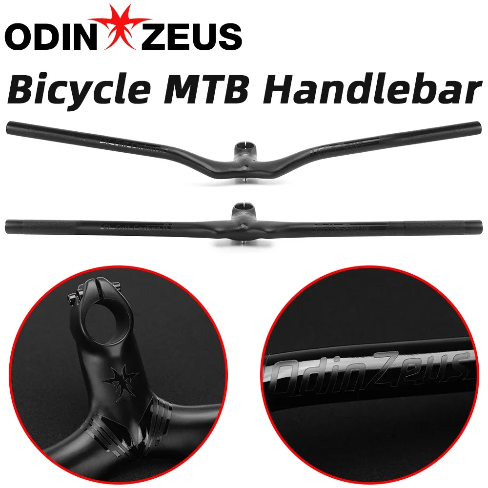 

OdinZeus-Ultra Light MTB Bicycle Riser Handlebar, One-shaped Integrated Handlebar with Stem, Black Matte Carbon Bike Parts