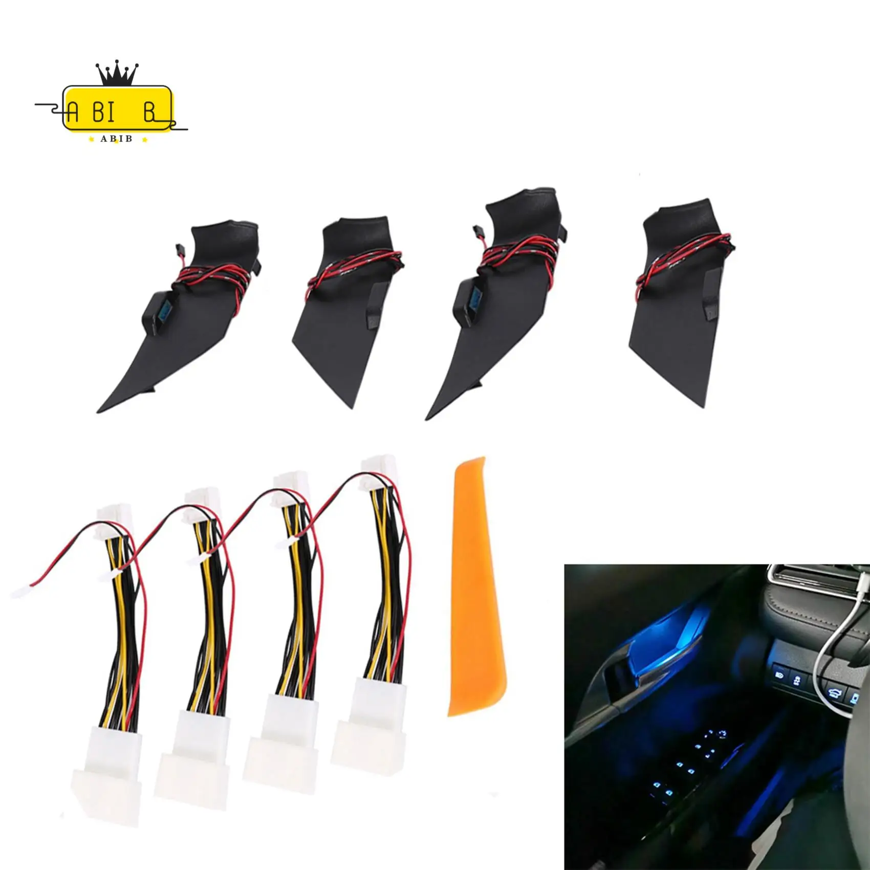 ABIB -For Toyota Camry 2018-2022 Door Bowl Armrest Atmosphere Light Interior LED Blue Door Bowl Handle Frame Light