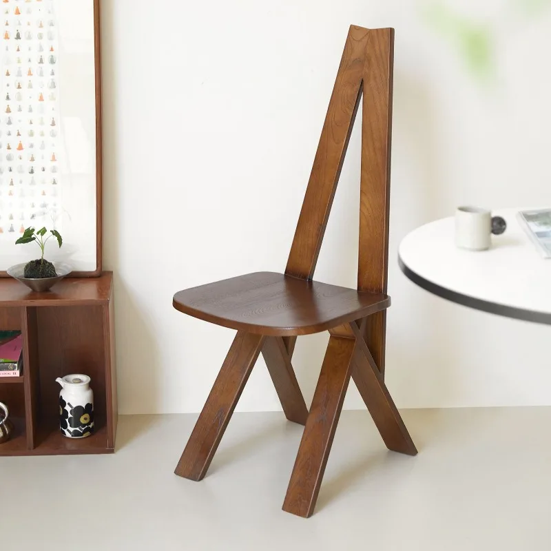 Средневековый стул, офисный обеденный стул из цельного дерева с высокой спинкой, дизайнерский стул ваби-саби, креативный стул