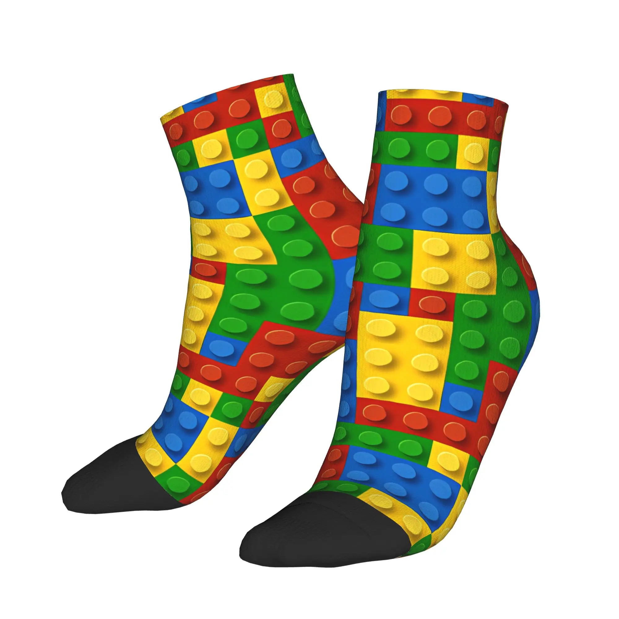 Ankle Socks For Men Classic Rainbow Building Blocks Casual Socks  Graphic Non Skid Soft Summer Leisure Running Sports Sock