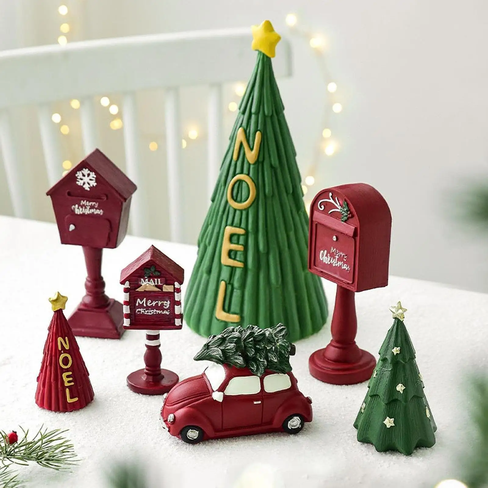 

Tabletop Ornament with Letter Christmas Tree Statue for Hallway Bedroom Desk