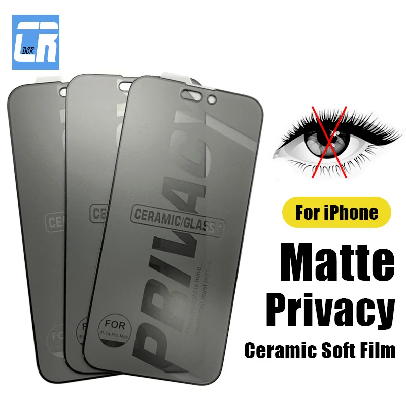 1-3PCS Matte Privacy Ceramic Screen Protectors For iPhone 14 15 Pro Anti-spy Film iPhone 13 12 Mini 11 Pro X XR XS Max Soft Film