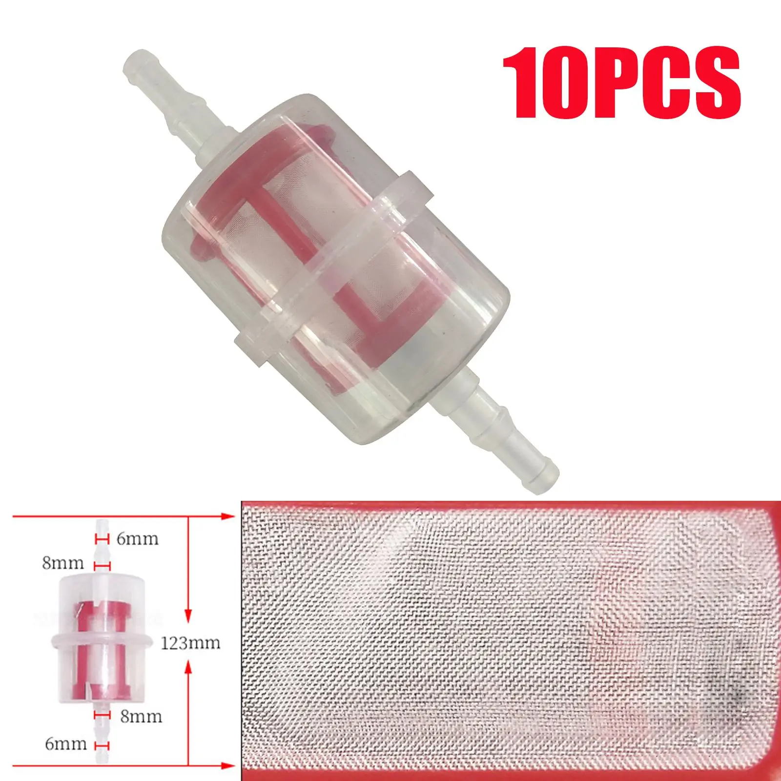 10pcs Inline Fuel Filter Small Universal Fit 6mm & 8mm Pipes Diesel Fuel Filters For Automobiles Motorbikes Forklift Trucks