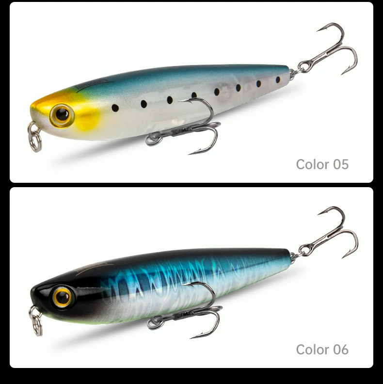Kingdom Topwater Bleistift-Angelköder, 60 mm, 5,6 g, 90 mm, 11 g, Walking Dog Swimbaits, schwimmende künstliche Hartköder für Barsch, Hecht – Detail 17