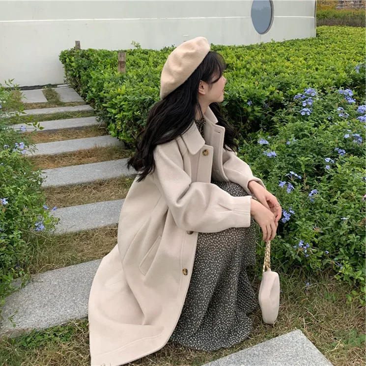 Hepburn wind in the long paragraph wool tweed coat female button autumn and winter 2024 new temperament small sub jacket niche