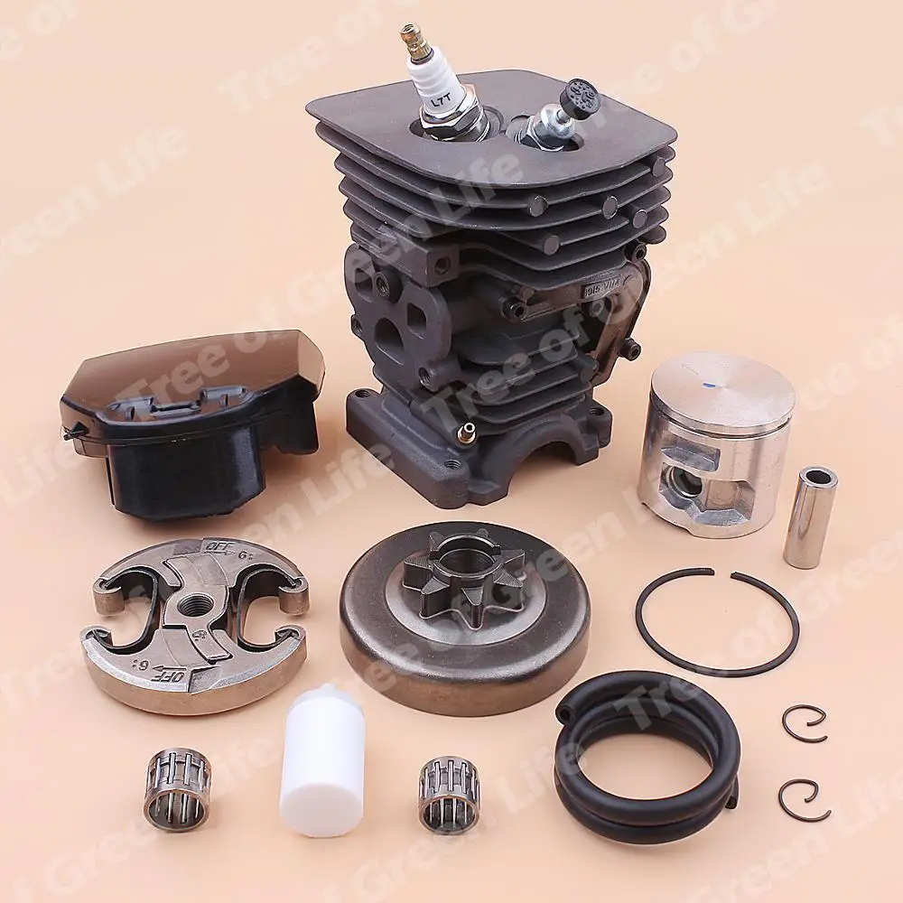 Kit pistone cilindro 47mm per Husqvarna 455 460 frizione tamburo Assy aria filtro carburante linea cuscinetto valvola di decompressione candela