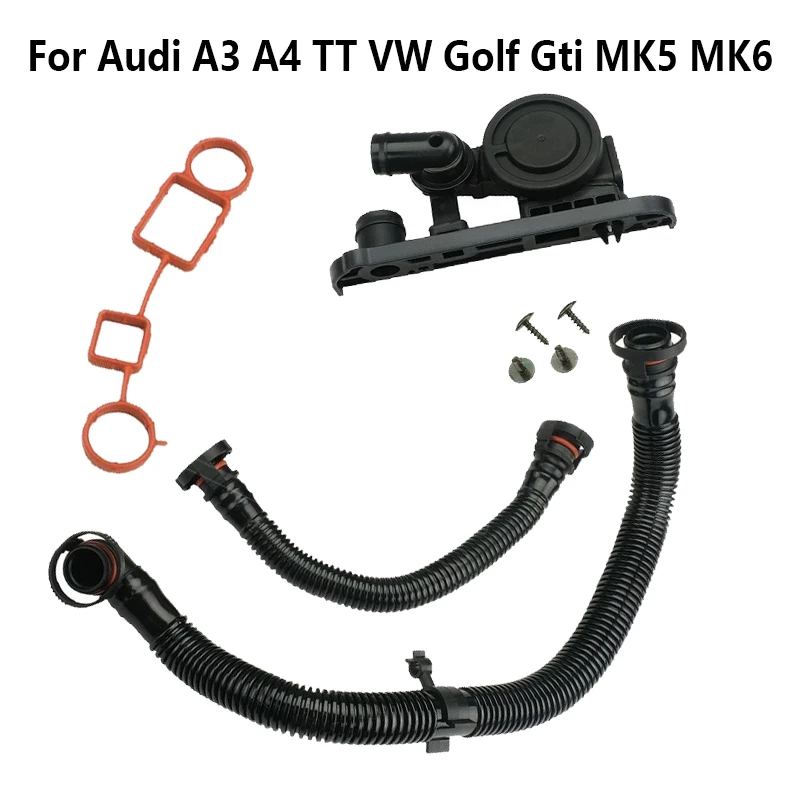 Vent Valve Breather Hose Set 06F129101P 06F129101N w/Gaskets for Audi A4 VW Passat Jetta Golf MK5 2