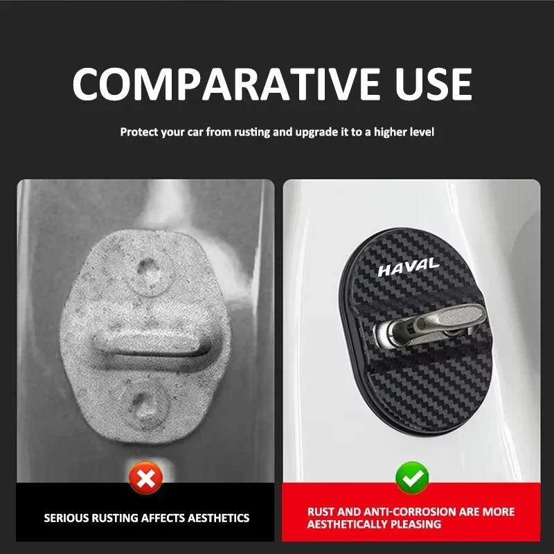 Car Door Lock Protective Cover Door Latch Protection Cap Auto Exterior Trim Parts For Haval Jolion H6 M6 Dargo Raptor F7 H7