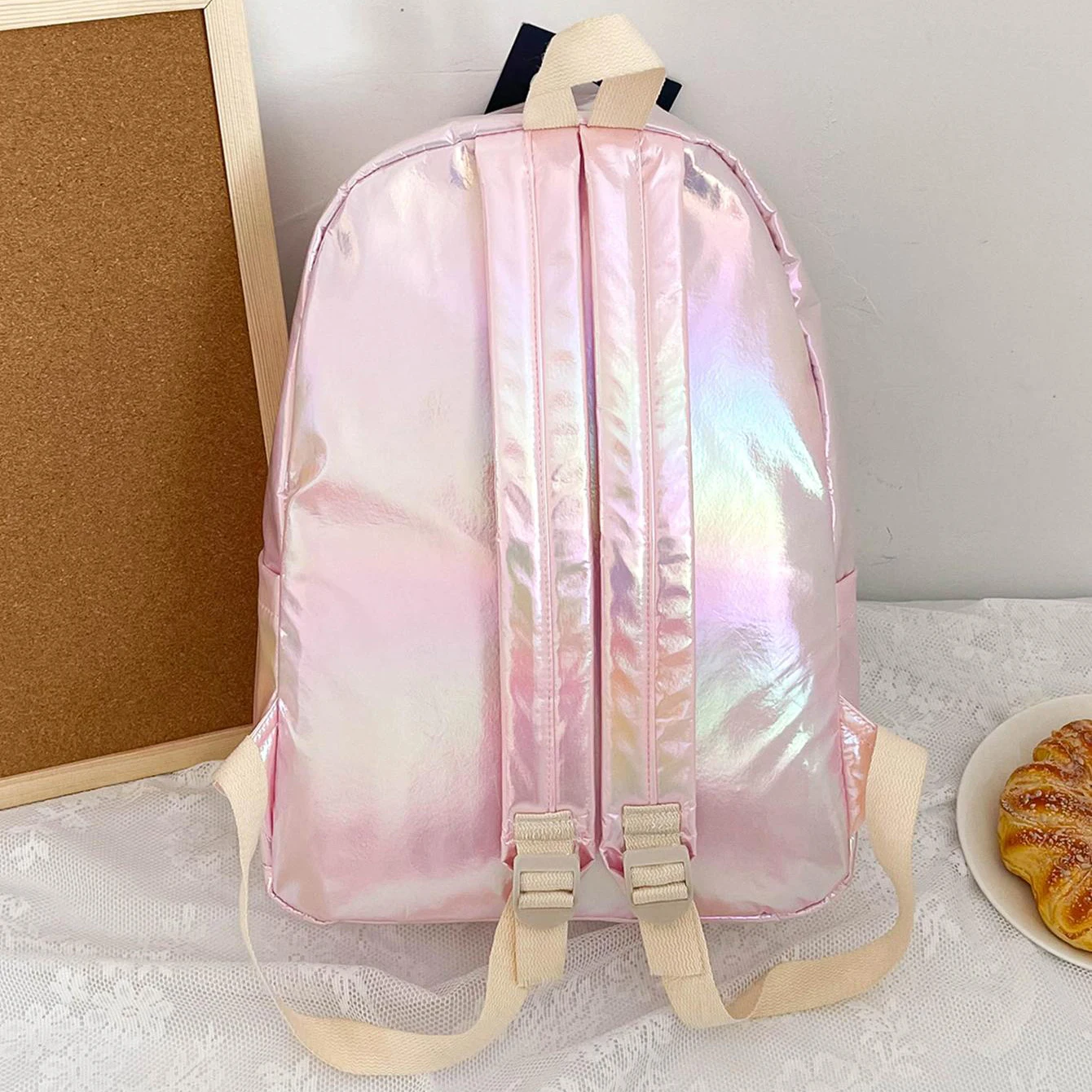 Personalized Embroidered Fashion Hologram Backpack Laser Shiny School Backpack Custom Any Name Daypack