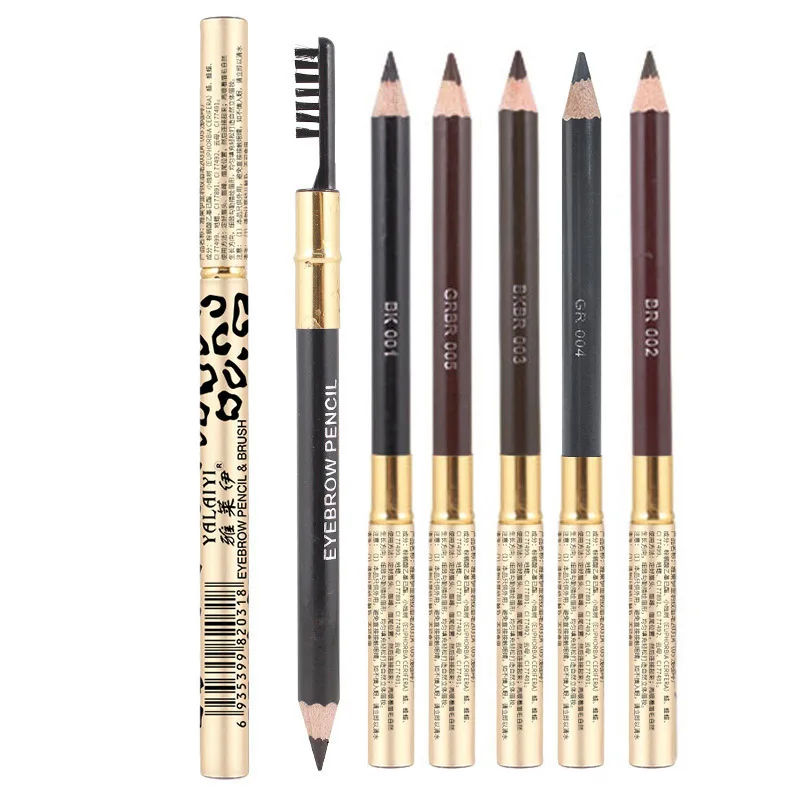 Double-headed Leopard Eyebrow Pencil Brush Makeup Natural Brow Cosmetics Waterproof Microblading Pen Black Brown Eye Brow Beauty