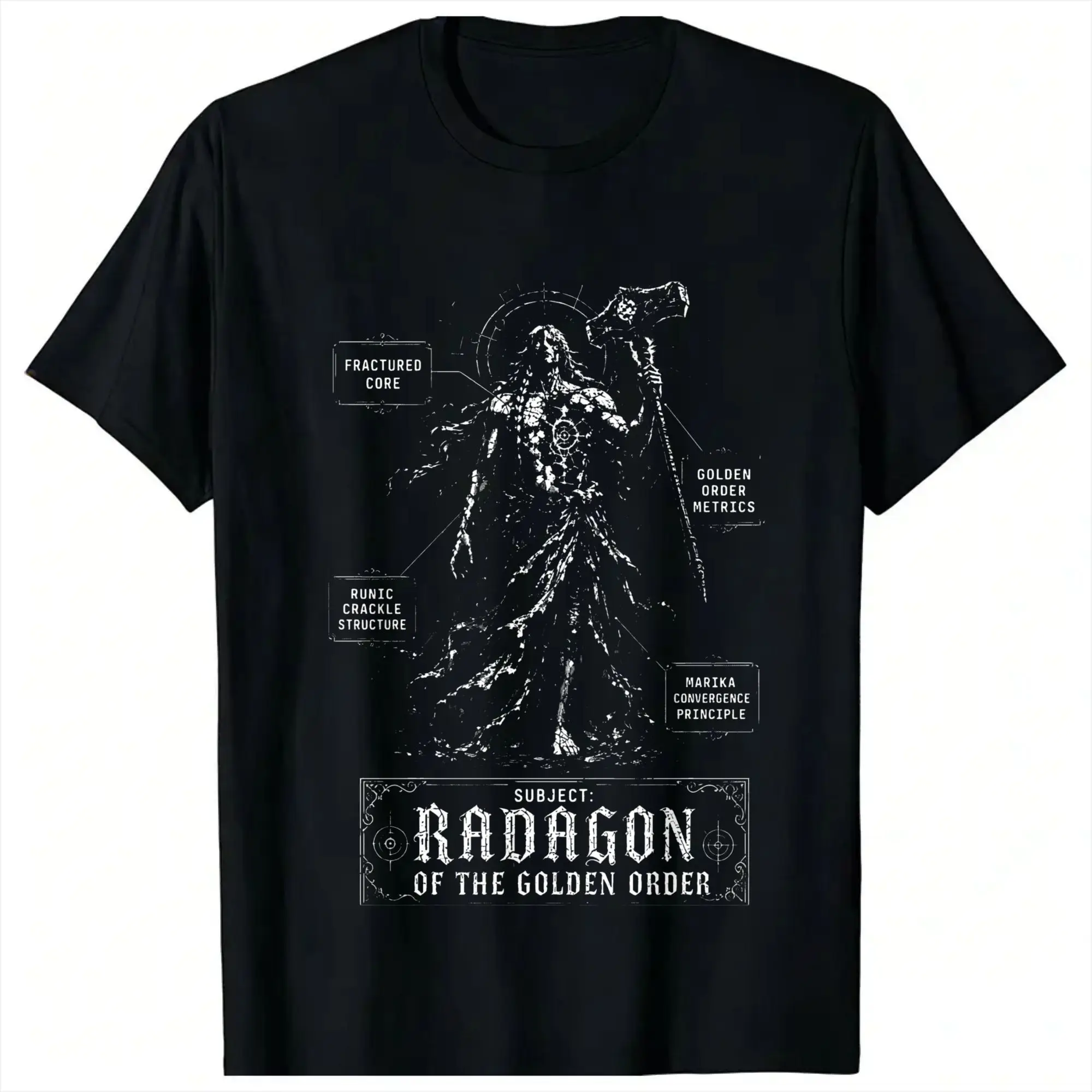 Camisetas de manga corta para hombre con diseño de Radagon de la Orden Dorada de Elden Ring, diagrama de anatomía, estilo Dark Fantasy, para gamers, idea de regalo