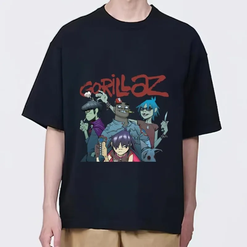 Band Gorillaz T Shirt Women Couple Combination Clothes Short Sleeve Collar Fashion Man Cotton