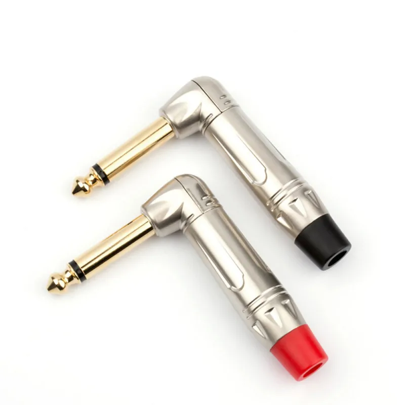 Hifi 6.35mm 90 Degrees Right Angle Mono 6.3mm Male Connector 1/4 Inch Plug Mixer Guitar Microphone Adapter Audio Jack 6 35mm MIC