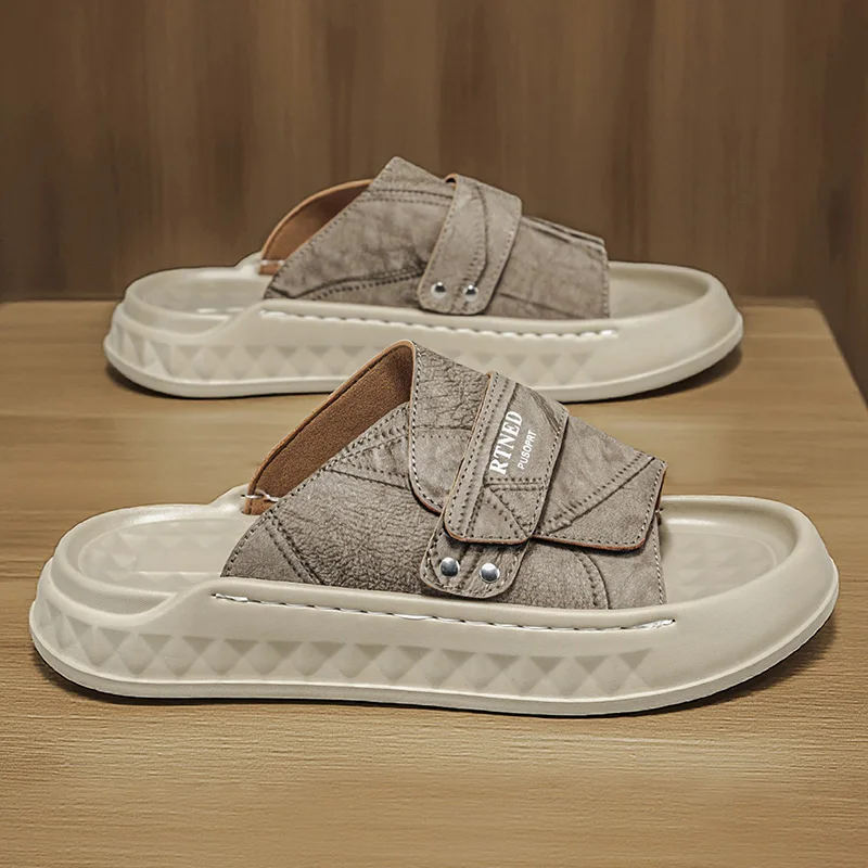 

Trendy men one strap casual slides summer breathable non slip soft sole outdoor beach slippers perfect for seaside leisure