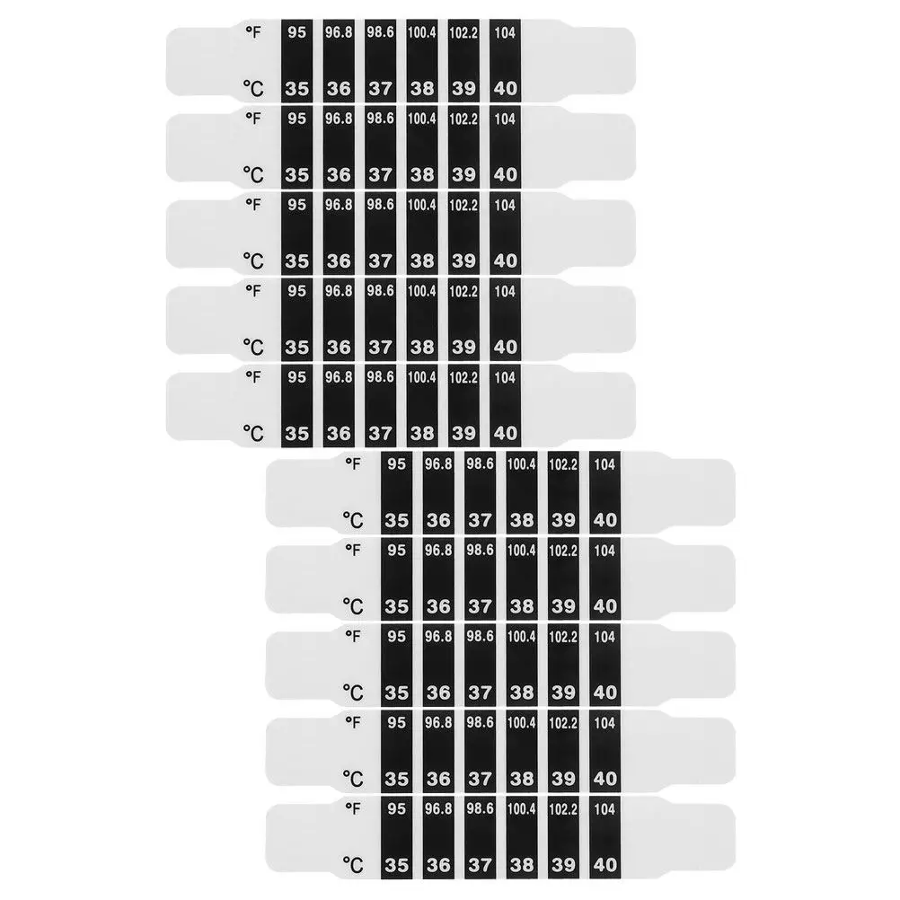 

10 шт. многоразовых термочувствительных наклеек-пластырей для измерения температуры, меняющих цвет, для лба, для детей, младенцев и взрослых