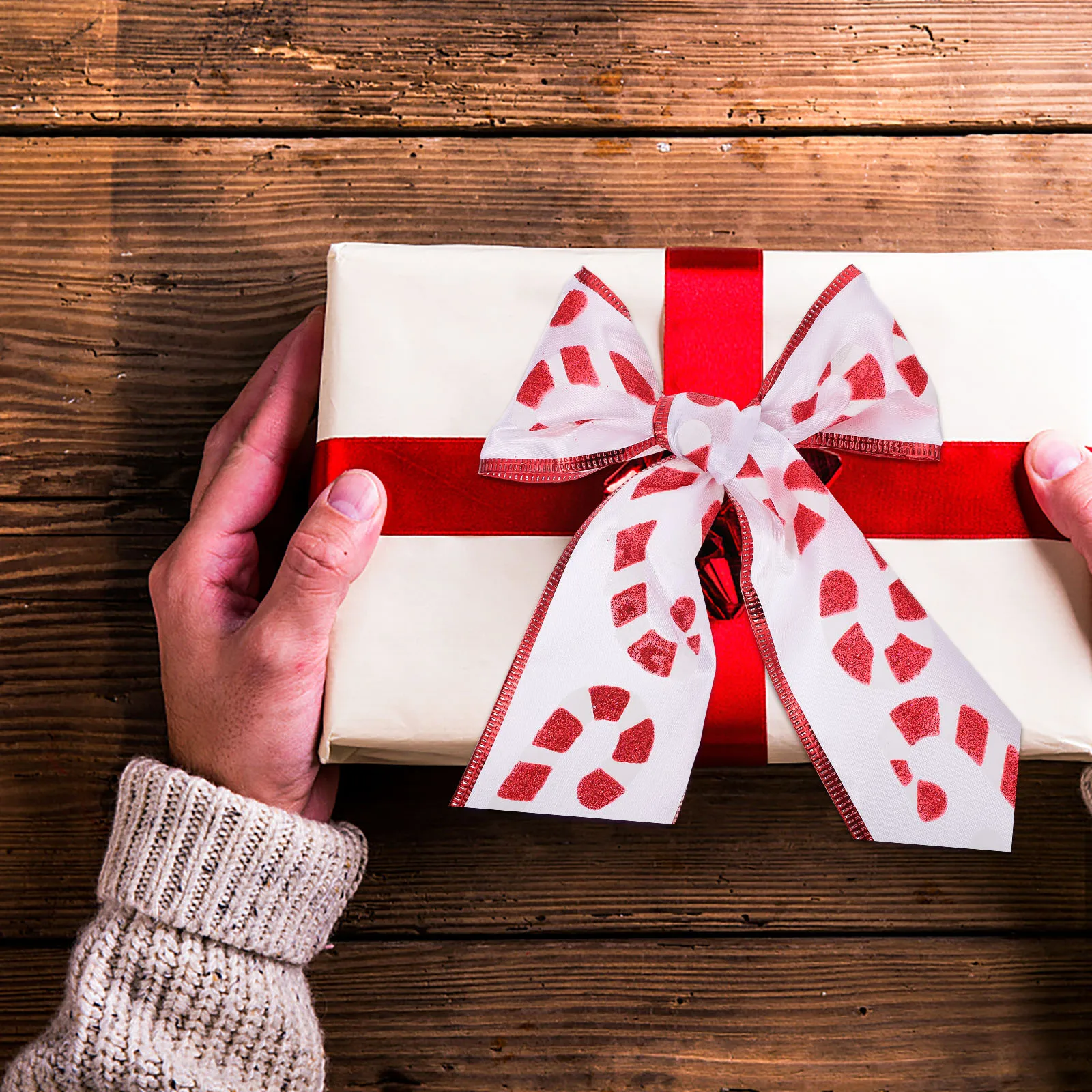 

Christmas Gift Ribbon White Wrapping Present Sugar Cane Packaging Ribbons for Presents Fine Linen Holiday Themed