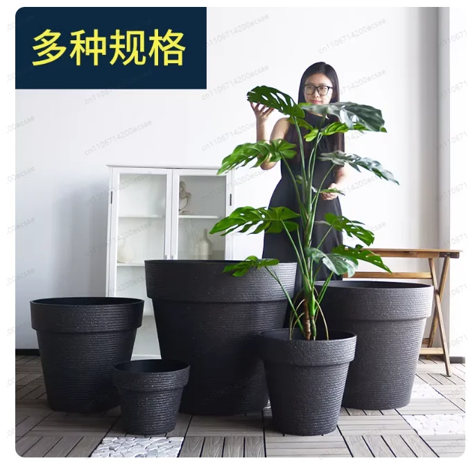 （just One）40x37cm Faux Ceramic Resin Flower Pot Indoor