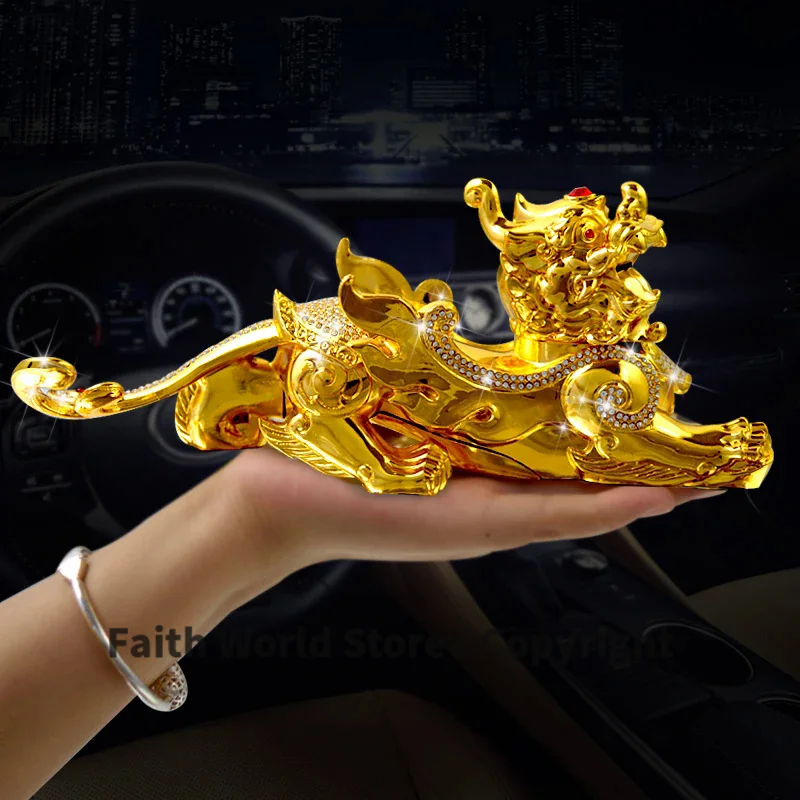 

HOME OFFICE SHOP CAR TOP Efficacious Talisman Protection # Money Drawing GOOD LUCK gold PI XIU Mythical dragon FENG SHUI statue