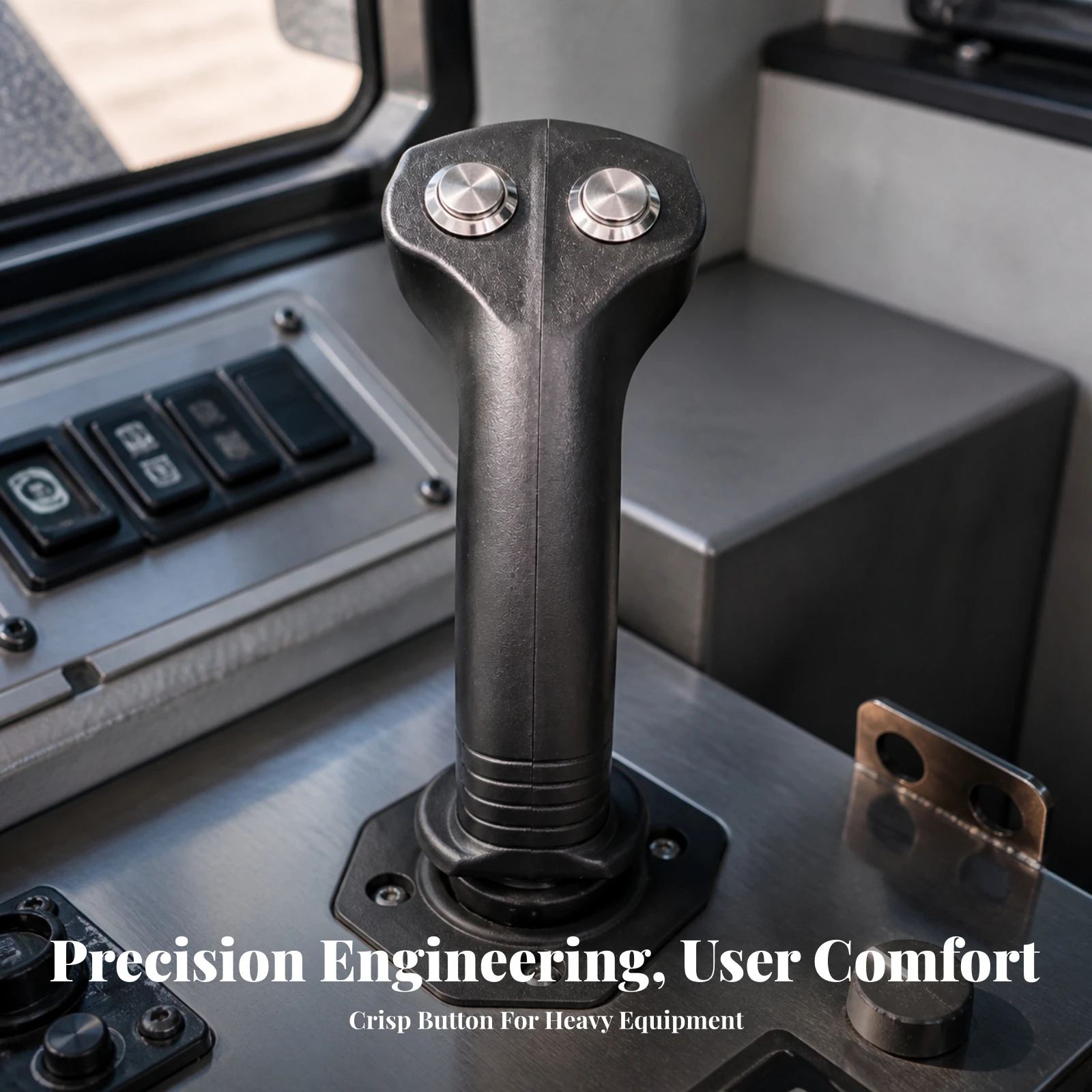 Machinery Control Handle with Buttons Two-buttonButton Control Handle with Adapter Molded for Construction Equipment, Retrofits