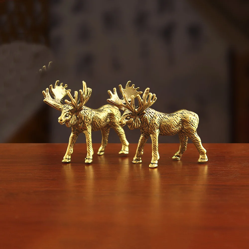 Mini-Messing-Elchstatue, Elch-Tierfigur, Tischdekoration, Sammlerstück, Teetier, Heimdekoration, Festgeschenk – Detail 6