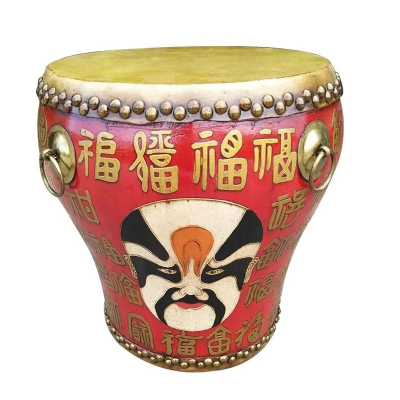 Painted cowhide drum stool coffee table entertainment drum flower pot drum stool tatami