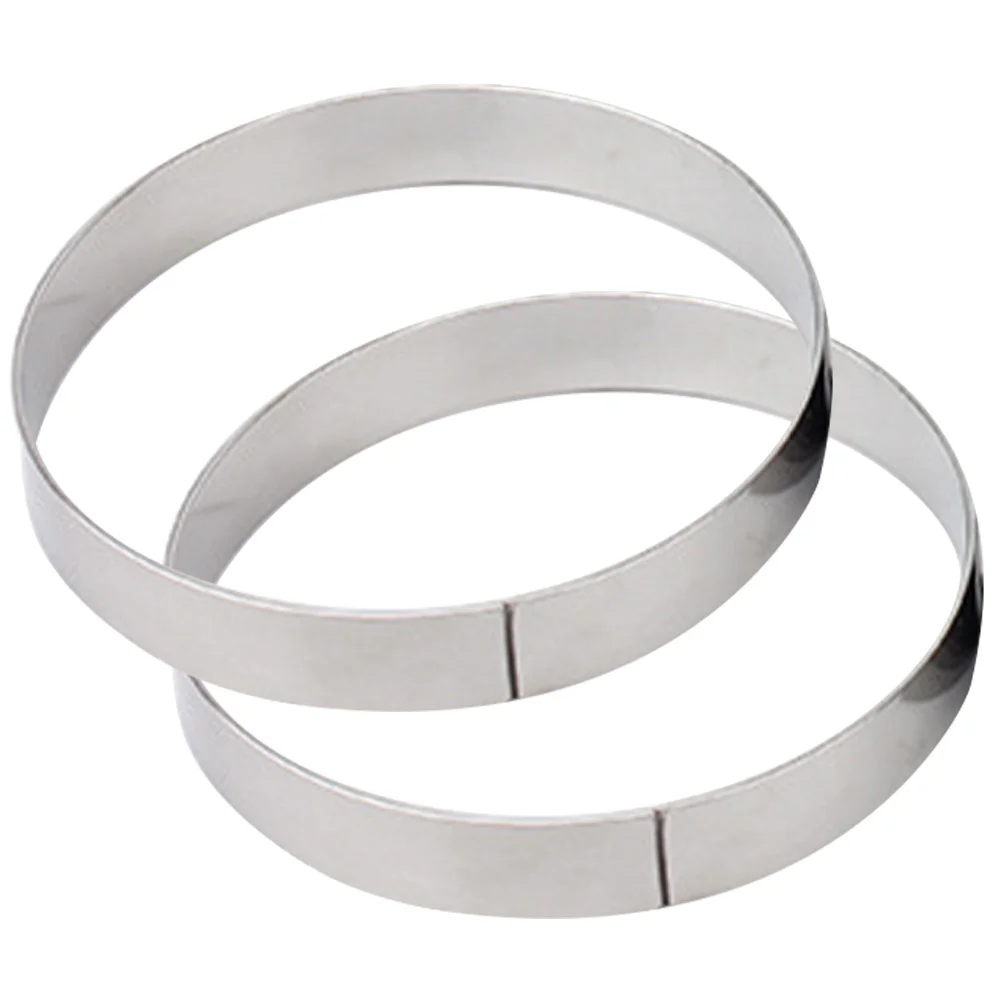 

2Pcs Stainless Steel Pizza Saucing Rings Round Baking Molds Multi-Function Cake Muffin Pastry Rings Pizza Tools Kitchen