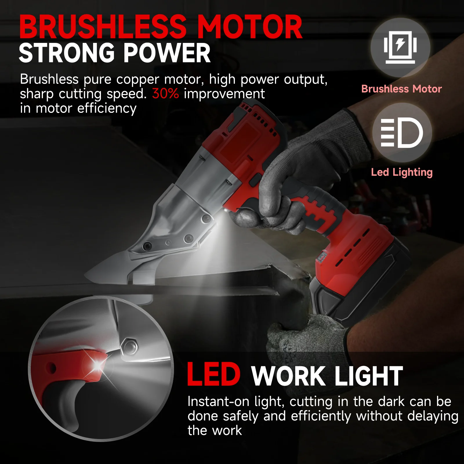 400W Cordless Metal Shear Brushless Electric Metal Scissors 360 Degree Pivoting Head for Milwaukee 18V Battery (No Battery)