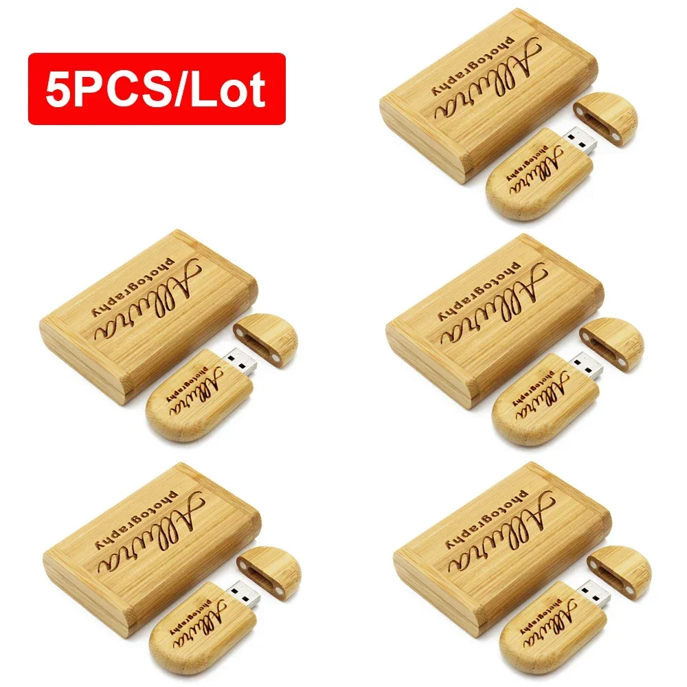 5 Pcs/Lot Maple Wood USB Flash Drives Free Logo Photography Wooden Gift Pen Drive Real Capacity Memory Stick 64GB/32G/16G U Disk