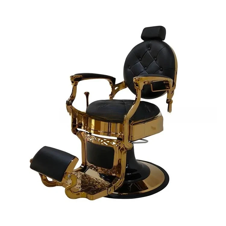 

Classic Golden Barber Chair Hydraulic Oil Pump Barber Chairs Black and Gold Barber Chairs