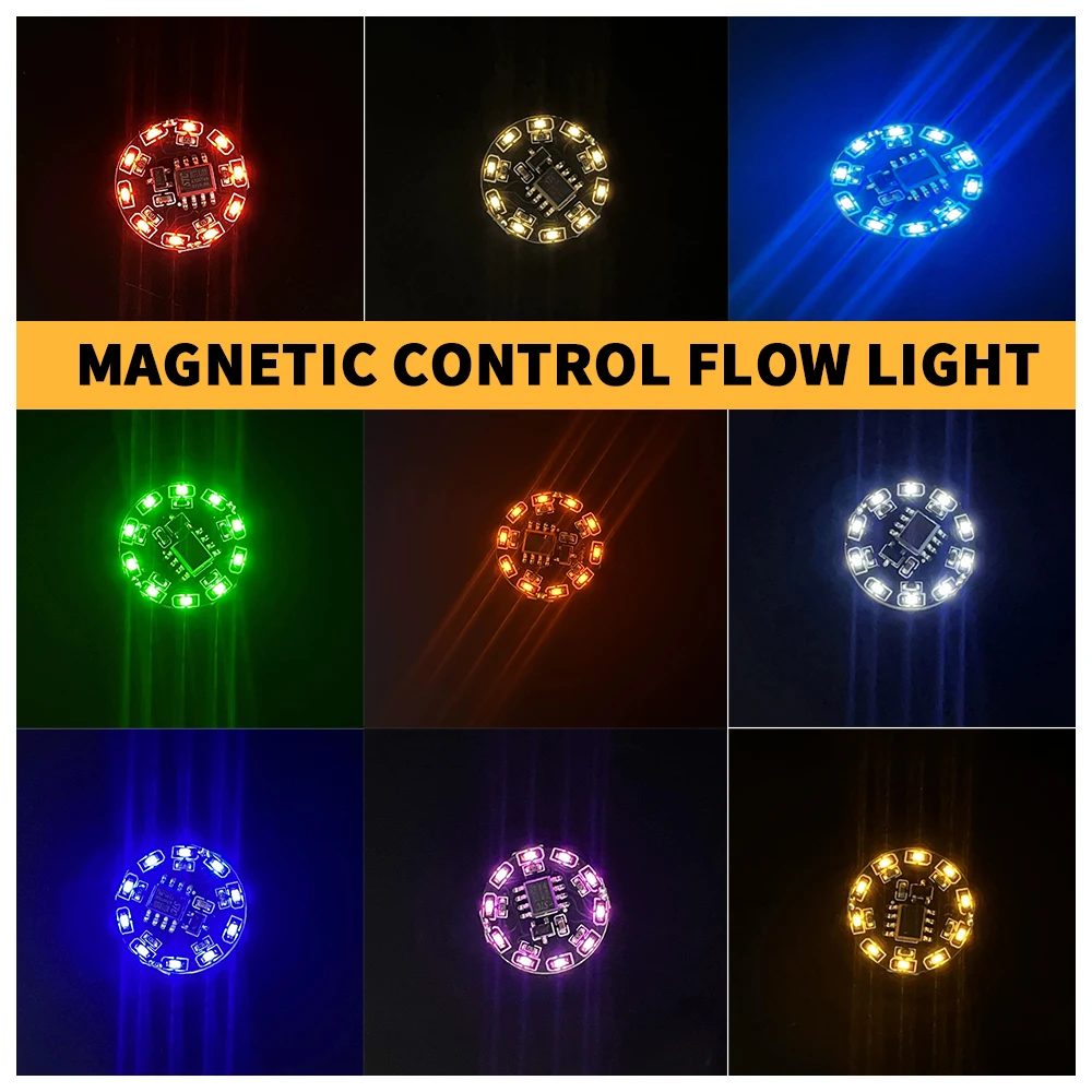 2pcs/5pcs Magnetic Control Flow Led Lamp Cool Light 16Modes Diy Model Making for Robots With Batteries