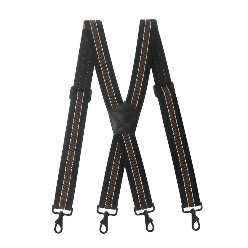 115cm Men's Heavy Duty Work Suspenders 3.7cm Width X-Shape With 4 Swivel Snap Hooks Adjustable Elastic Outdoor Trouser Braces